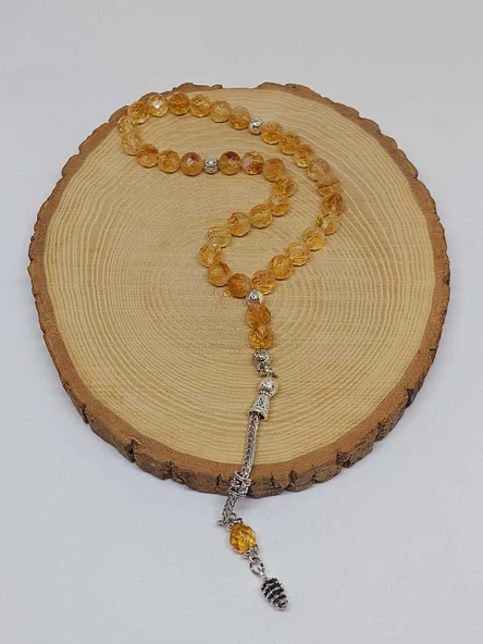 Sitrin Taşı Üst Segment Faset Kesim 33lük Tesbih 8mm (51358) - Resim 4