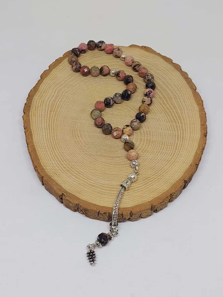 Rodonit Taşı Üst Segment Faset Kesim 33lük Tesbih 8mm (53078) - Resim 4