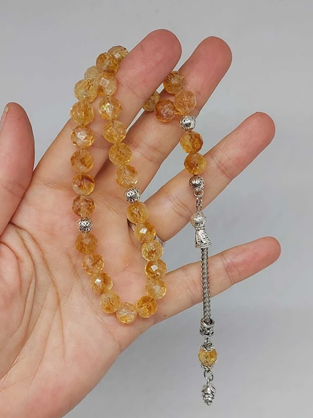 Sitrin Taşı Üst Segment Faset Kesim 33lük Tesbih 8mm (51358) - Resim 5