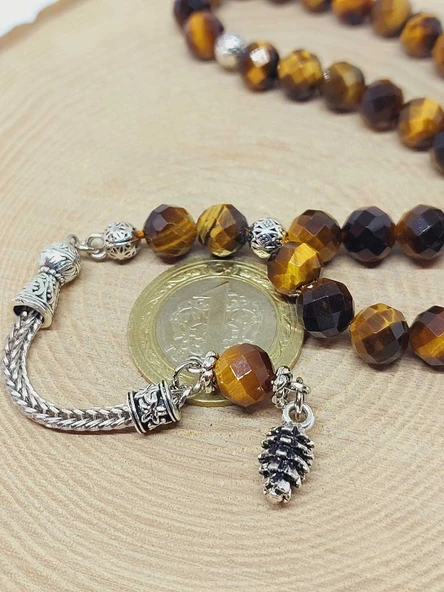 Kaplangözü Taşı Üst Segment Faset Kesim 33lük Tesbih 8mm (39555) - 3