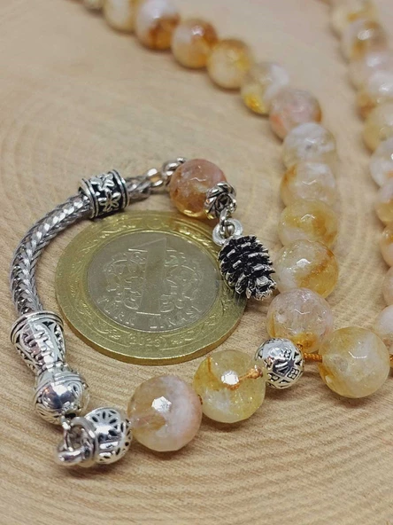 Sitrin Taşı Üst Segment Petek Kesim 33lük Tesbih 8mm (52830) - Resim 3