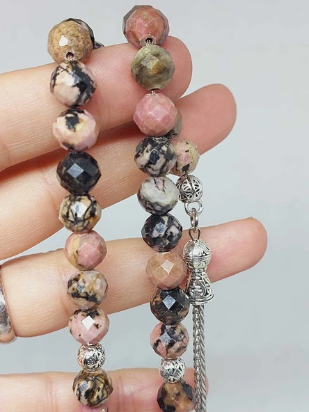 Rodonit Taşı Üst Segment Faset Kesim 33lük Tesbih 8mm (53078) - Resim 2