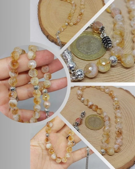 Sitrin Taşı Üst Segment Petek Kesim 33lük Tesbih 8mm (52830) ürün görseli