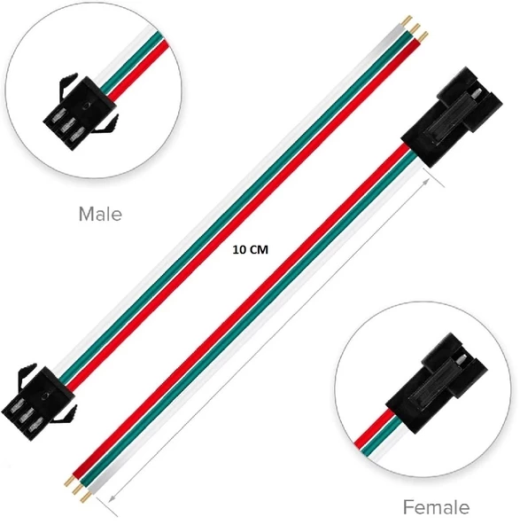 3 Pin JST SM 10cm Kablo Çifti - Resim 5