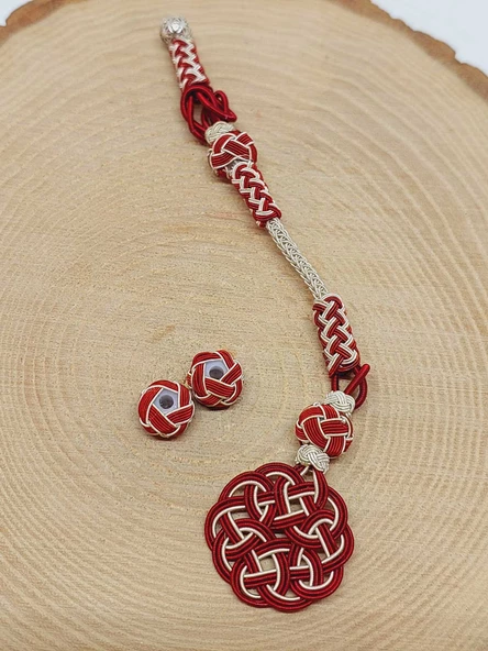 Bakır El İşi Kazaz Püskül & 2 Habbeli Takım (55726) - Resim 2