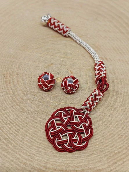 Bakır El İşi Kazaz Püskül & 2 Habbeli Takım (55722) - Resim 2