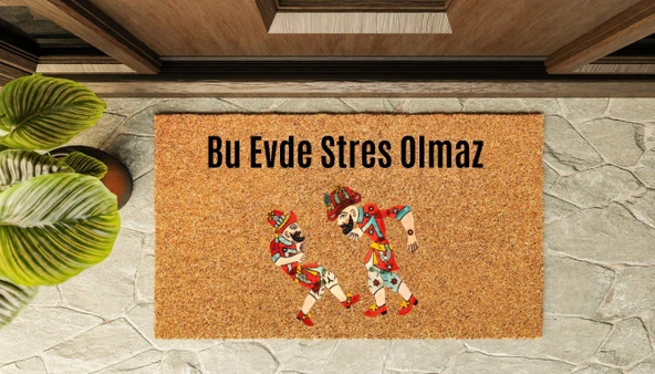 Kapı Önü Paspası Özel Tasarım Koko Model Hacivat-Karagöz PK-1547 - 1