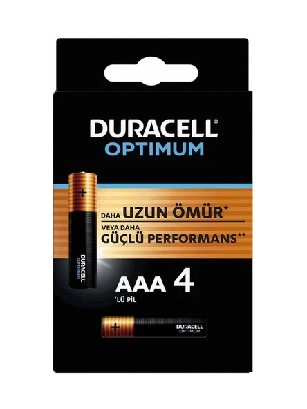 Duracell Optimum Alkalin Pil Aaa 4 Lü Paket