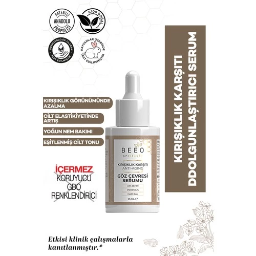 Bee'O Apibeauty Arı Zehirli Propolisli Anti-Aging Göz Çevresi Bakım Serumu 15 Ml