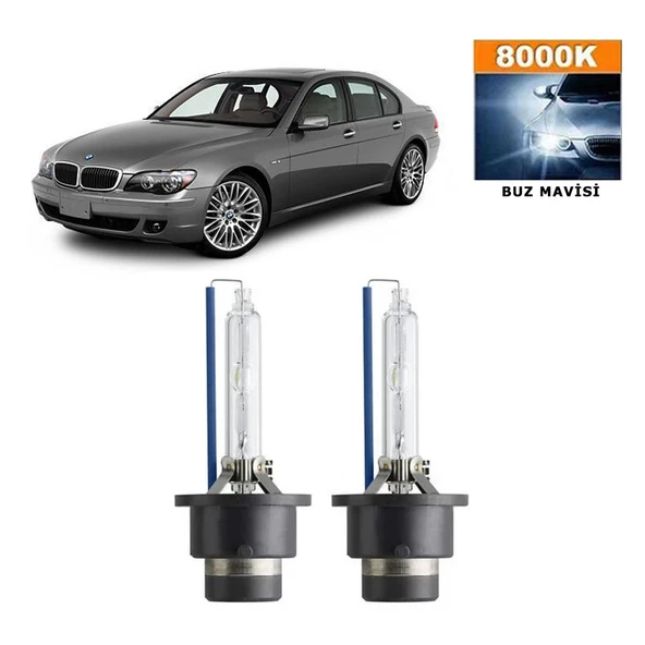 BMW 7 Serisi E65 2002-2005 Xenon D2S / D2R 8000K Buz Mavisi HID Xenon Ampul 2 Adet