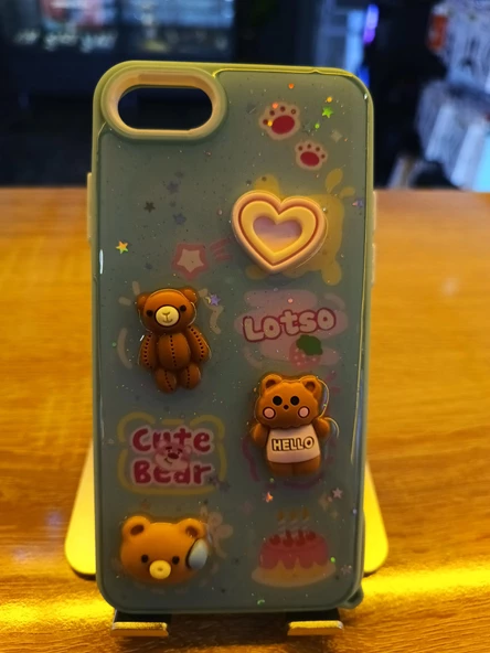 İPhone 7/8/SE Uyumlu Kabartma Figürlü Darbe Korumalı Kapak Little Bear Kılıf