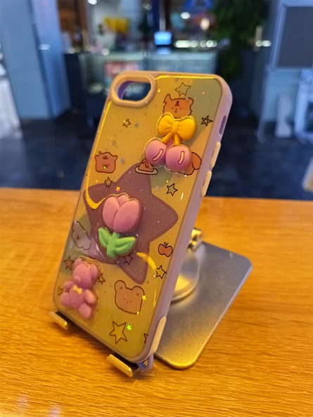 İPhone 7/8/SE Uyumlu Kabartma Figürlü Darbe Korumalı Kapak Lale Kılıf - 3