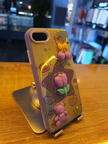 İPhone 7/8/SE Uyumlu Kabartma Figürlü Darbe Korumalı Kapak Lale Kılıf - 2