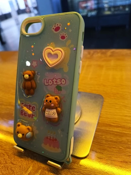 İPhone 7/8/SE Uyumlu Kabartma Figürlü Darbe Korumalı Kapak Little Bear Kılıf - 4