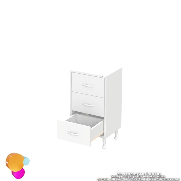 Modilayn SÖKE 3' lü Çekmece Banyo Dolabı 40x75x32,5 cm’ lik Çok Yönlü Çekmecelerle Daha Düzenli - Resim 7