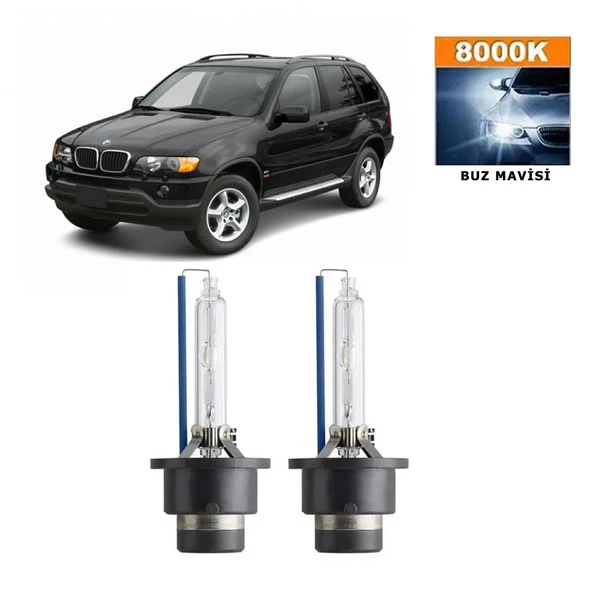 BMW X5 E53 2000-2007 D2S / D2R 8000K Buz Mavisi HID Xenon Ampul 2 Adet
