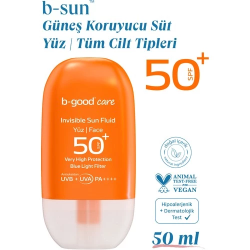 B-Good Yetişkin Güneş Sütü Spf 50+ Yüz Için 50 Ml