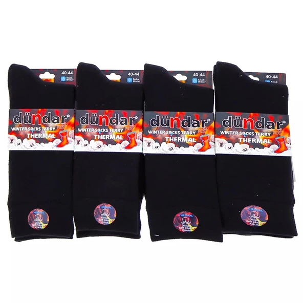 Dündar Erkek Plus Havlu THERMAL Kışlık Çorap 7019 - 12 Adet  Siyah 40-44 ürün görseli 1