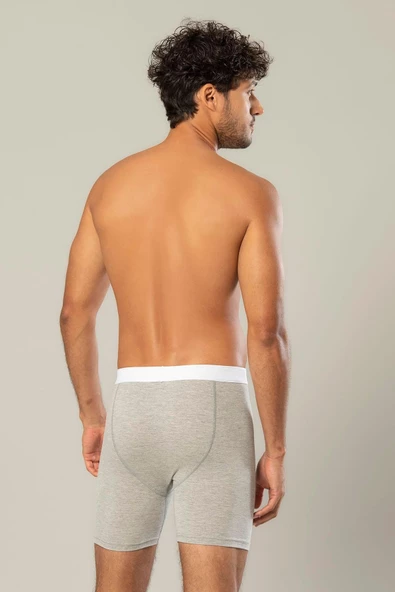 Erdem Erkek Pamuk Elastan Uzun Boxer 1416 - 6 Adet  M GRİMELANJ - 2