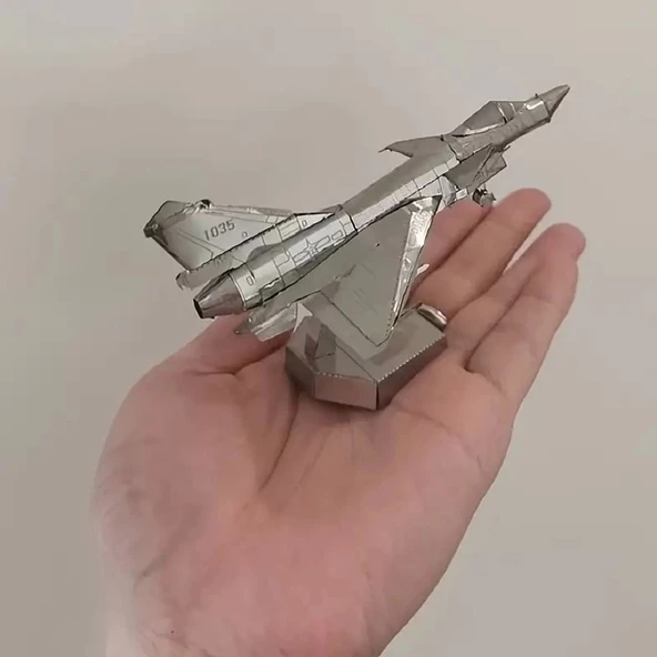 DIY 3D Metal Puzzle Bulmaca Air Force J-10B Savaş Uçak 43 Parça 14+ yaş üstü Hediyelik model - 3