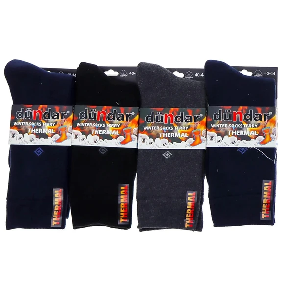 Dündar Erkek Plus Havlu THERMAL Kışlık Çorap 7019 - 6 Adet  Siyah 40-44 - Resim 4