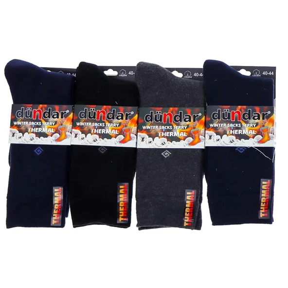 Dündar Erkek Plus Havlu THERMAL Kışlık Çorap 7019 - 12 Adet  Karışık Renk 40-44 - Resim 2