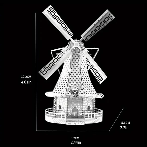 DIY 3D Metal Puzzle Bulmaca HOLLANDA YEL DEĞİRMENİ 14+ yaş üstü Hediyelik model - 3