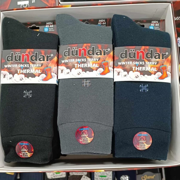 Dündar Erkek Plus Havlu THERMAL Kışlık Çorap 7019 - 6 Adet  Karışık Renk 40-44 ürün görseli