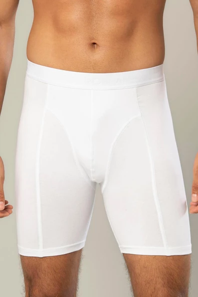 Erdem Erkek Pamuk Elastan Uzun Boxer 1416 - 6 Adet  Beyaz XL - 2