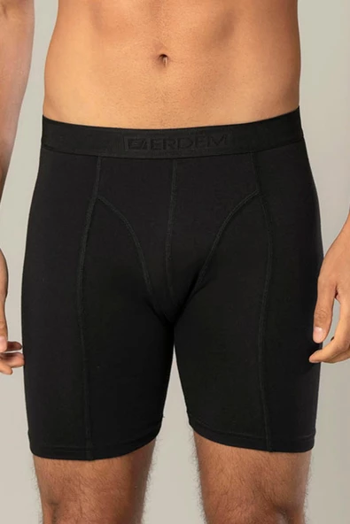 Erdem Erkek Pamuk Elastan Uzun Boxer 1416 - 3 Adet  Siyah M - Resim 3