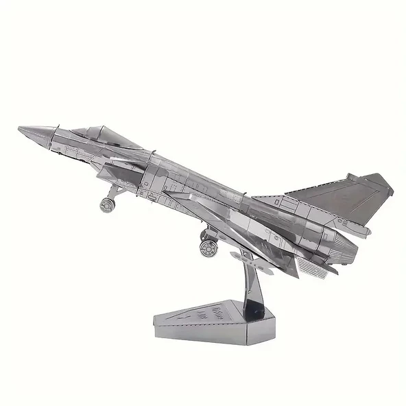 DIY 3D Metal Puzzle Bulmaca Air Force J-10B Savaş Uçak 43 Parça 14+ yaş üstü Hediyelik model - 2