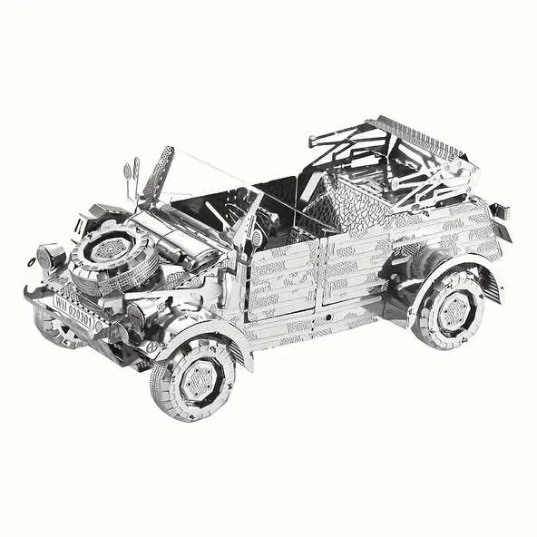 DIY 3D Metal Puzzle Bulmaca Alman Volkswagen Kübelwagen 65 Parça 14+ yaş üstü Hediyelik model - 2