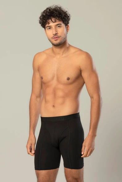 Erdem Erkek Pamuk Elastan Uzun Boxer 1416 - 6 Adet  4XL Siyah