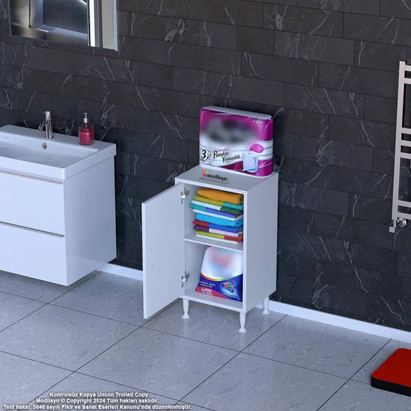 Modilayn SÖKE Küçük Alanlar İçin Akıllı Çözümler 45x75x32,5 cm’ lik 1 Kapaklı 2 Göz Raf Dolap