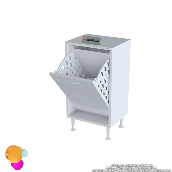 Modilayn SÖKE Banyo İçin Sihirli Kutu 45x75x32,5 cm’ lik 1 Göz Sepet Hazneli Mini Banyo Dolabı - 7
