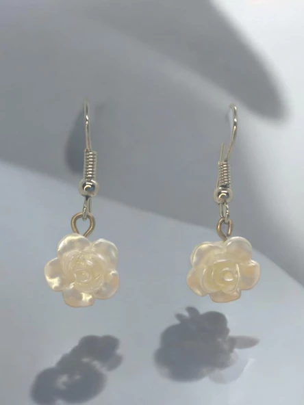 Çiçek Figürlü Tasarım Sedef Gül Aesthetic Vintage Coquette Fairycore Sallantılı Küpe - 2