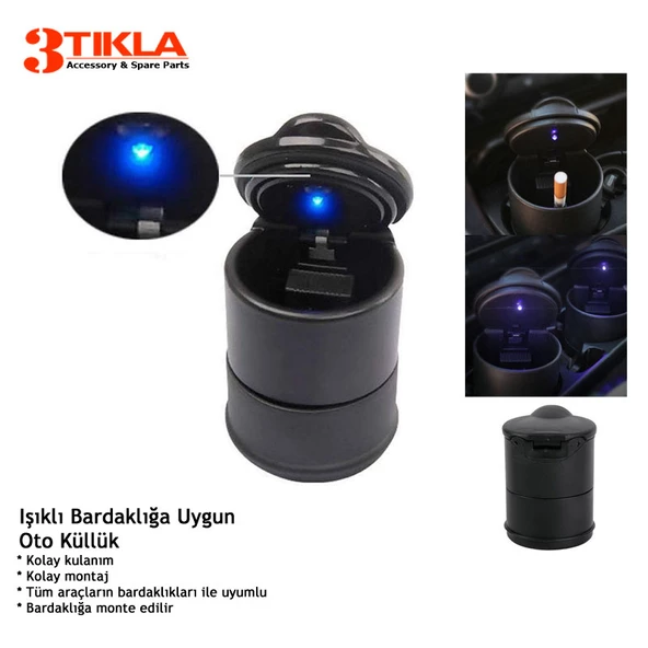 Araç İçi Led Işıklı ABS Küllük - 2
