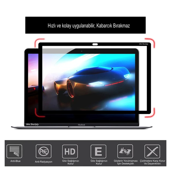 MacBook Pro 15 A1707 A1990 Cerceveli Anti Glare Ekran Koruyucu Yansima Onleyici - Resim 5