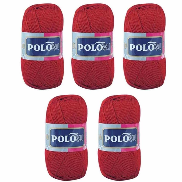 Polosu Lüks Patik El Örgü İpi 307 Kırmızı ( 5 Adet ) - 2