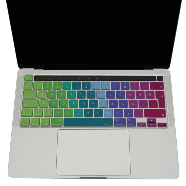 MacBook Pro Klavye Koruyucu Türkçe Baskı Dazzle Renk İnce Silikon A2251 A2289 A2338 A2141 - Resim 3