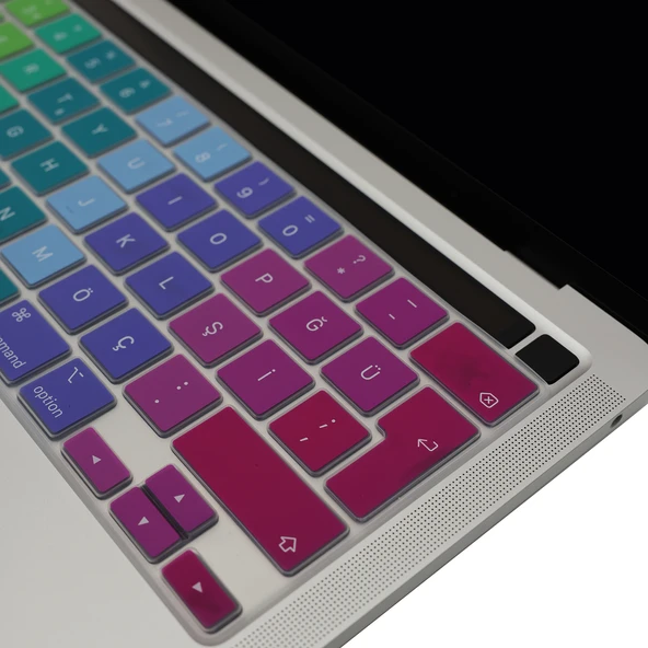 MacBook Pro Klavye Koruyucu Türkçe Baskı Dazzle Renk İnce Silikon A2251 A2289 A2338 A2141 - Resim 2