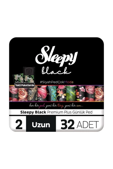 Sleepy Black Premium Plus Günlük Ped Uzun 32'li