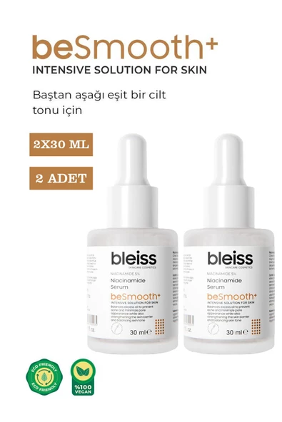 Bleiss beSmooth+ Gözenek ve Siyah Nokta Karşıtı Niacinamide Serum 30 ml 2 Adet