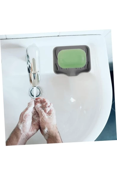 TİNEKE  Silikon Mutfak, Banyo Su Giderli Vantuzlu Esnek Sabunluk TURKUAZ Renk - 3