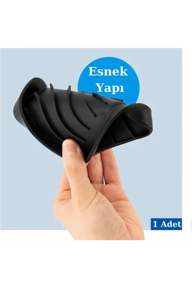 TİNEKE  Silikon Mutfak, Banyo Su Giderli Vantuzlu Esnek Sabunluk TURKUAZ Renk - 7