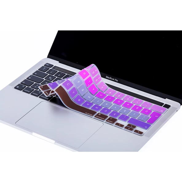 Macbook Pro 13inç M1-M2 Klavye Koruyucu Ombre Türkçe Q (Touchbarlı) A2338 A2289 A2251 A2141 ile Uyumlu - 4
