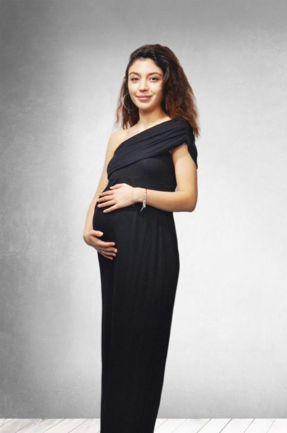 Merliyn Asimetrik Hamile Abiye Elbise - 2