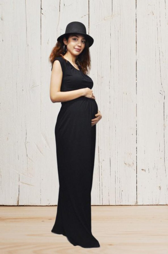 Merliyn önü büzgülü abiye hamile elbise - 3