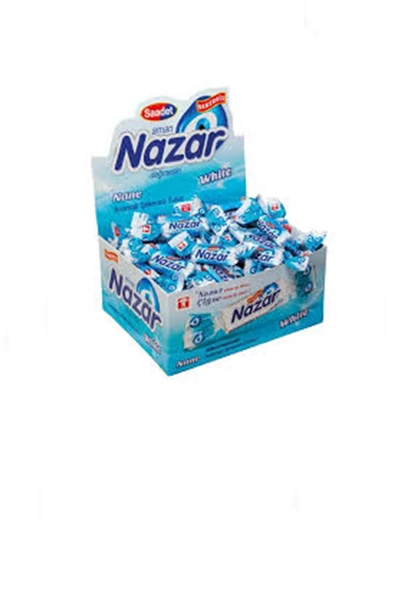 Nazar White Tekli 100'lü Kutu Sakız -Bikarbonatlı Nane Aromalı