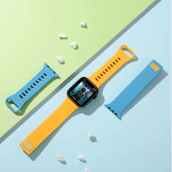Apple Watch Ultra 2 49mm Redclick Krd-73 Şeritli Ultra Hafif Silikon Kordon - 3